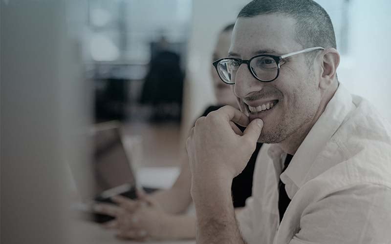 Man looking excited by project work